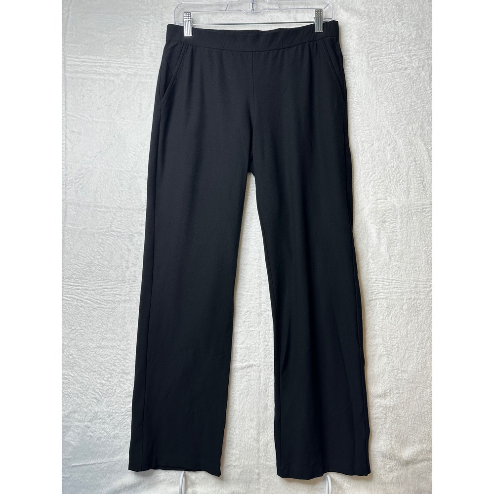 Eileen Fisher Pants Womens PM Black Pull On Straight Leg Crepe Pocket